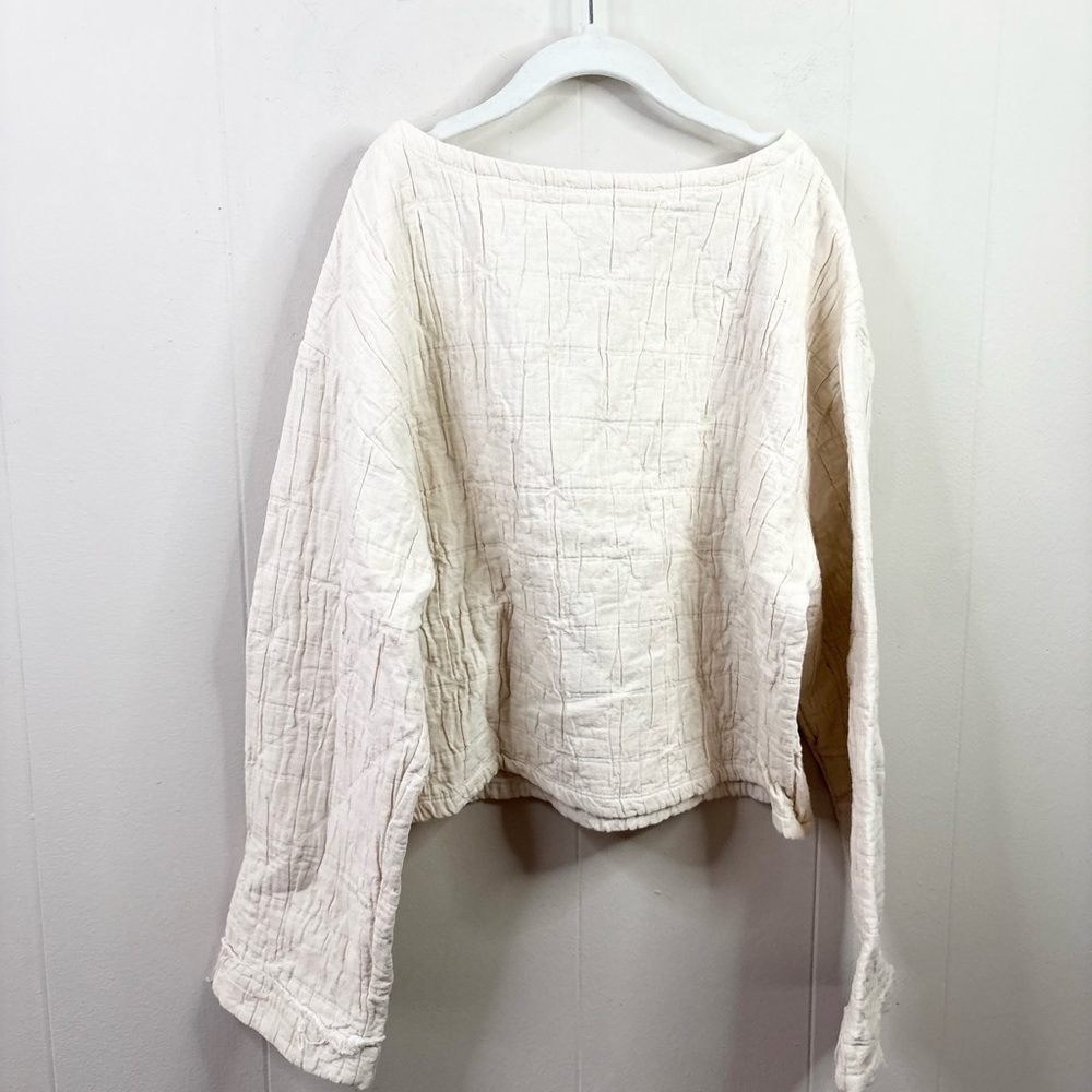 Little Creative Factory cotton quilted frayed blouse top spell out logo size XS - Picture 6 of 7